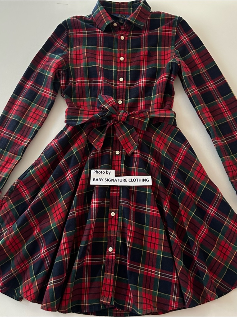 Polo Ralph Lauren Girls 14 Red Green Plaid Dress Holiday Christmas